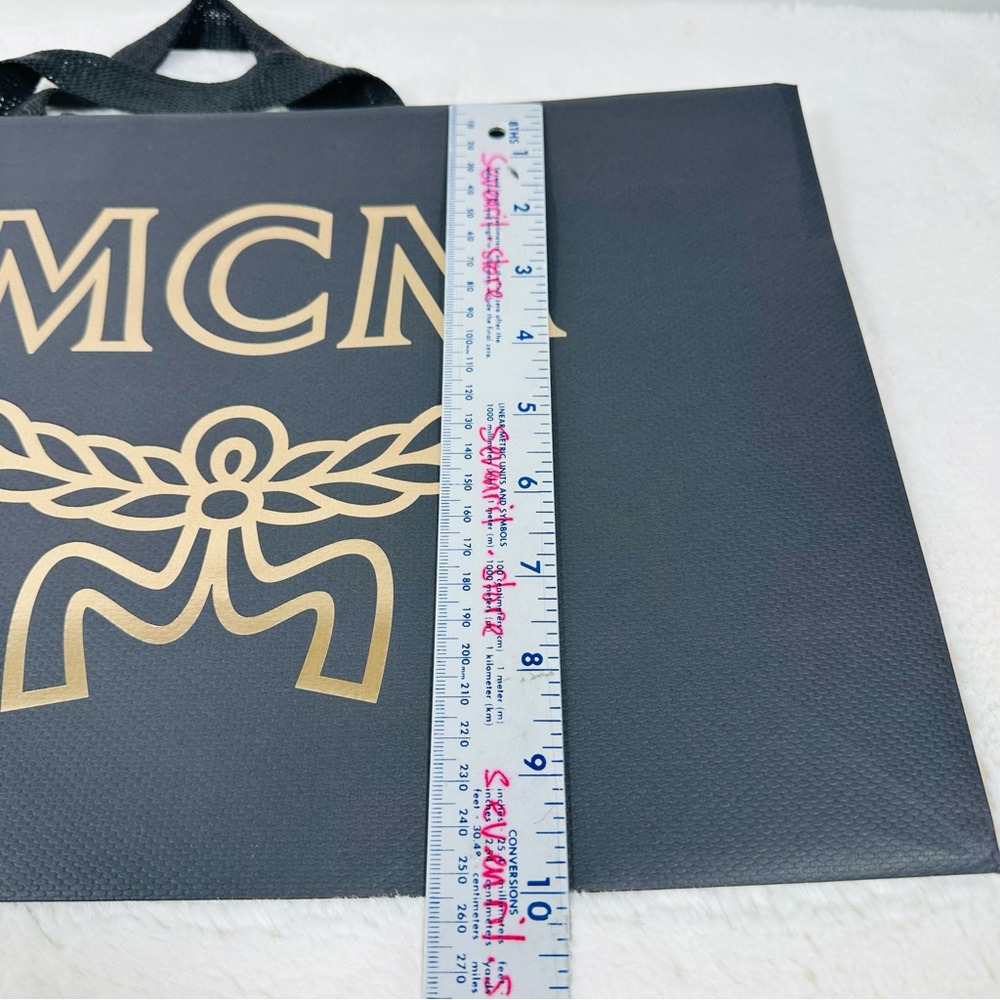 MCM 14.5”x10”x5” Authentic Black Gold Logo Shopping Paper Bag Gift Tote Small - Picture 3 of 4